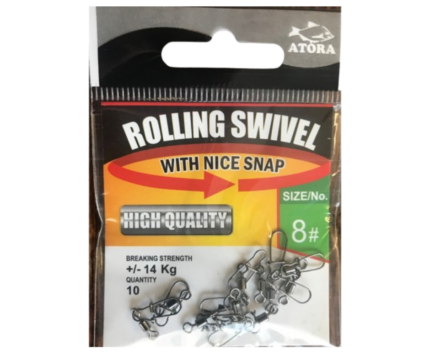 Lõks+pööral ATORA Rolling Swivel with Nice Snap - 10tk
