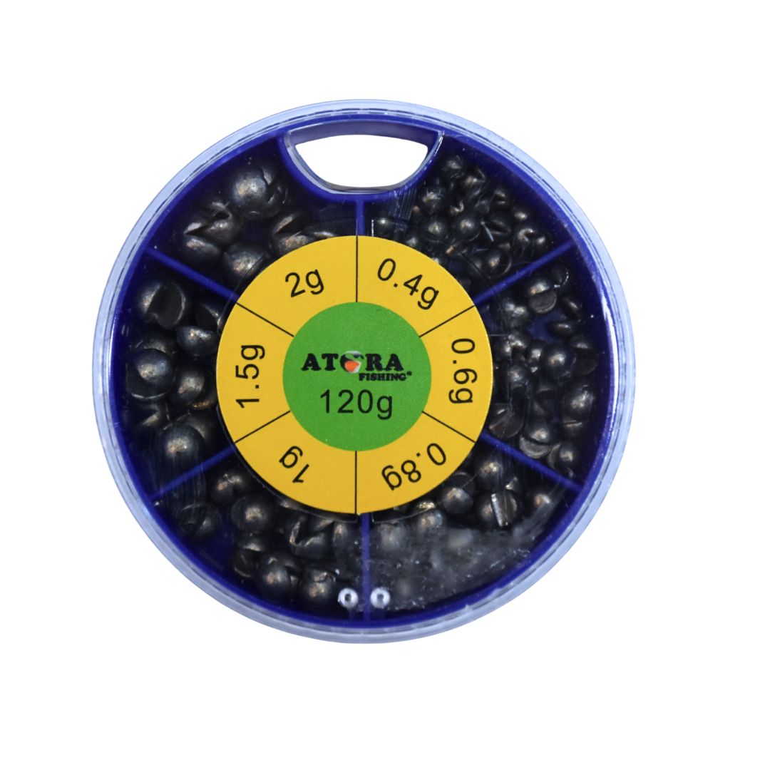 1-3 Tinakomplekt ATORA Split Shot - 120g - 0,4/0,6/0,8/1,0/1,5/2,0g - Image 1
